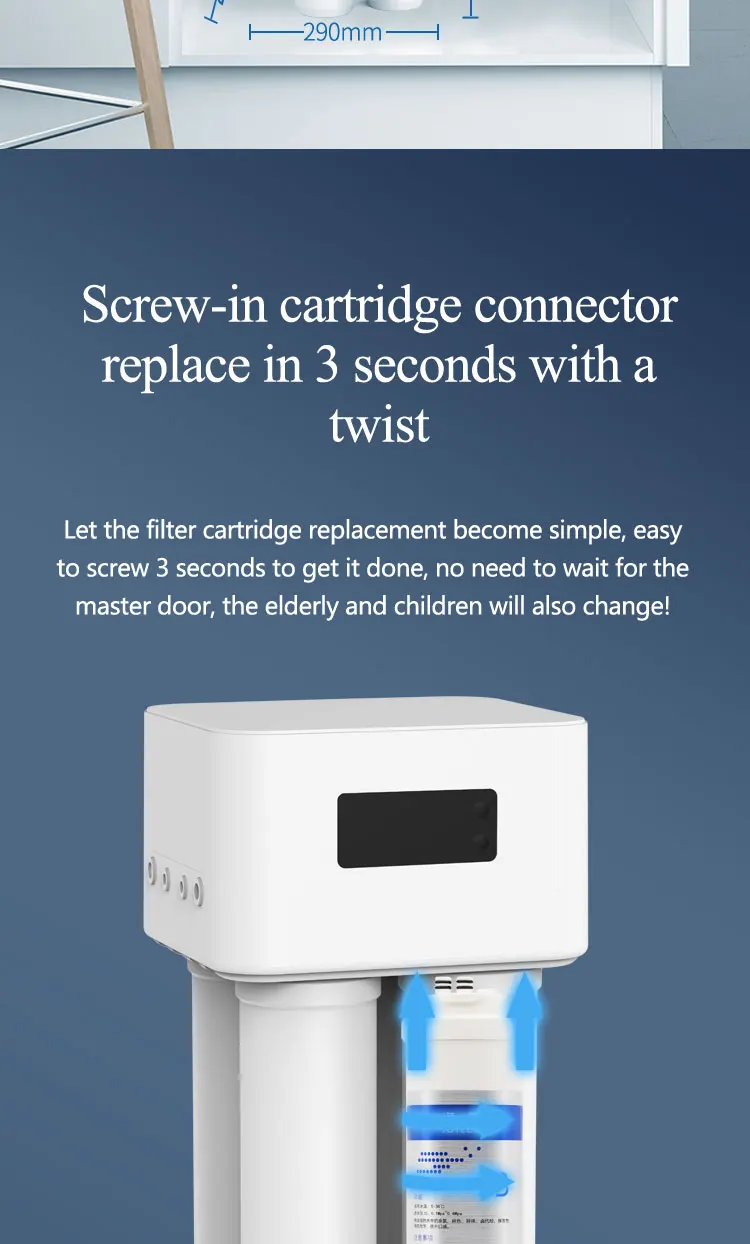 400G Electric Reverse Osmosis Plastic Under-Sink Water Purifier Self-Cleaning Integrated Cartridge Direct Household Drinking