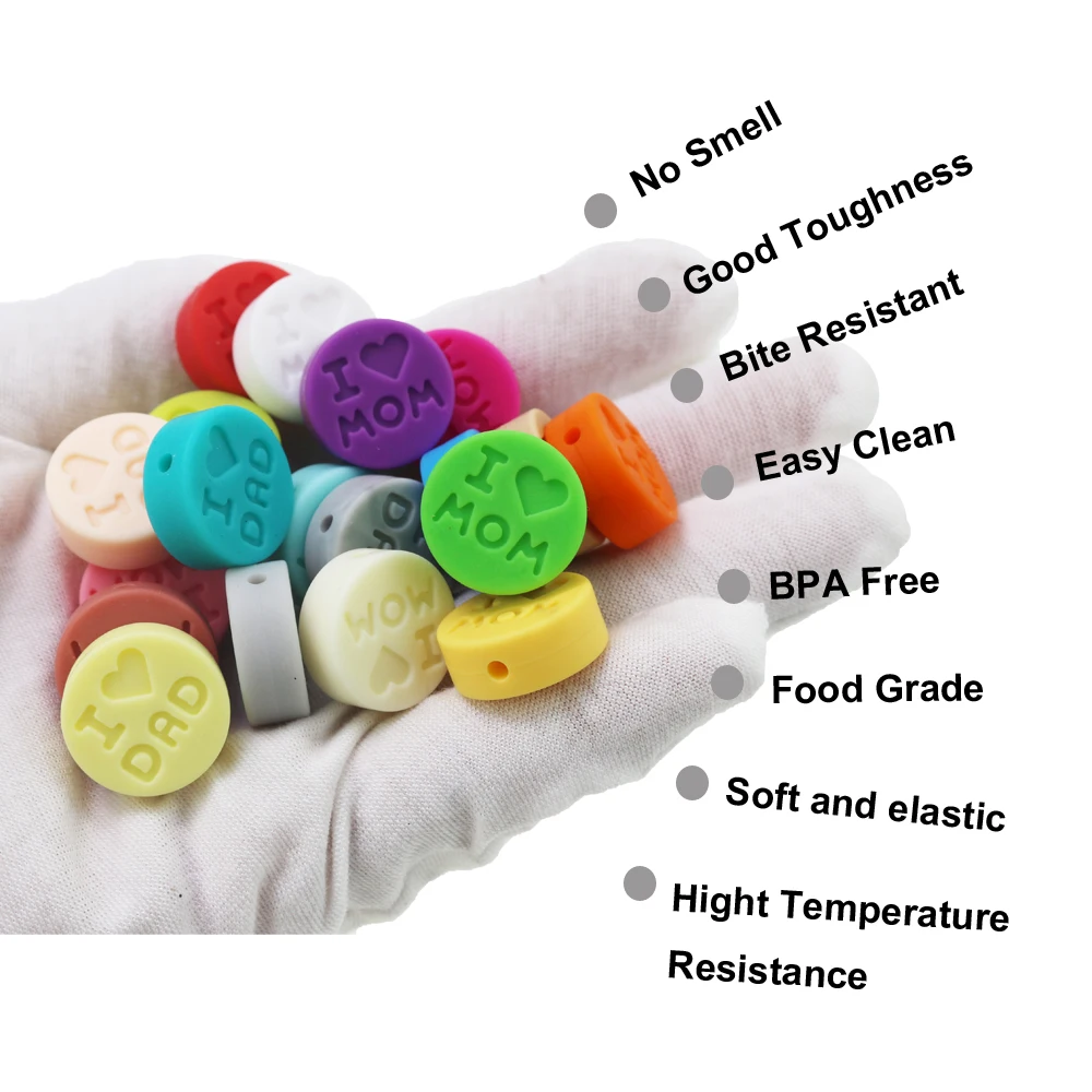 FDA Proof Bpa-free Silicone Teething loose Beads DIY Baby safe Chewable Jewelry 