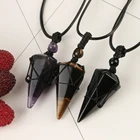 Pink Necklace Hot Sale Hand Colorful Woven Hexagonal Prism Stone Pendant Women's Pink Amethyst Necklace