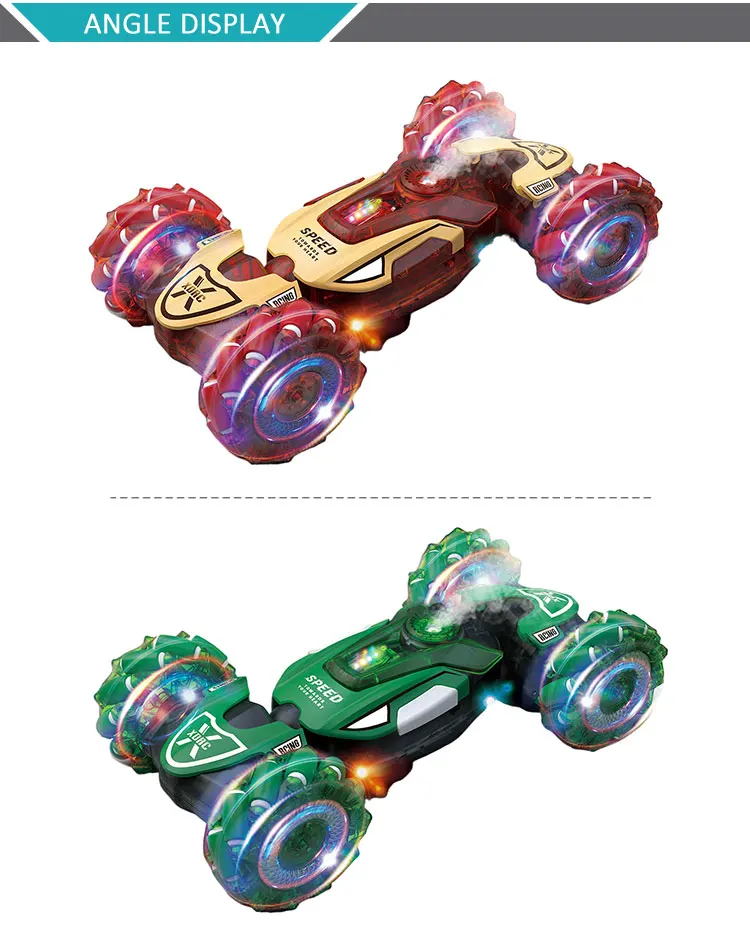 2.4Ghz Double Sided Rotating RC Stunt Car Toys Vehicle Remote Control Gesture Sensor Cars With Spray and Light