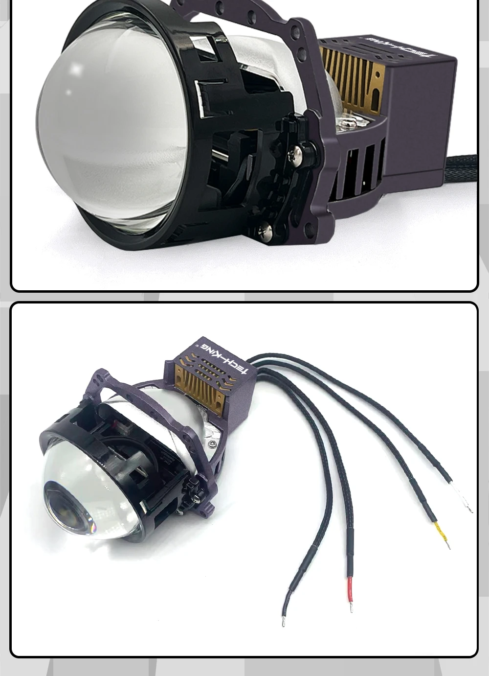 TECH-KING Car Headlight 75W 3.0 inch Bi-LED Projector Lens 6000K for Car Headlight Retrofit Dual LED Headlight Projector Lens