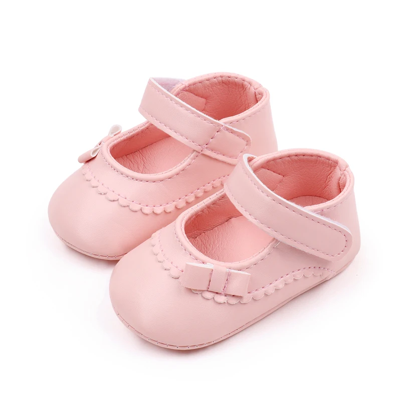 Solid Color Baby Girl Leather Shoes Soft Soles Shallow Mouth Single Shoes Foreign Style Princess Walking Shoes supplier