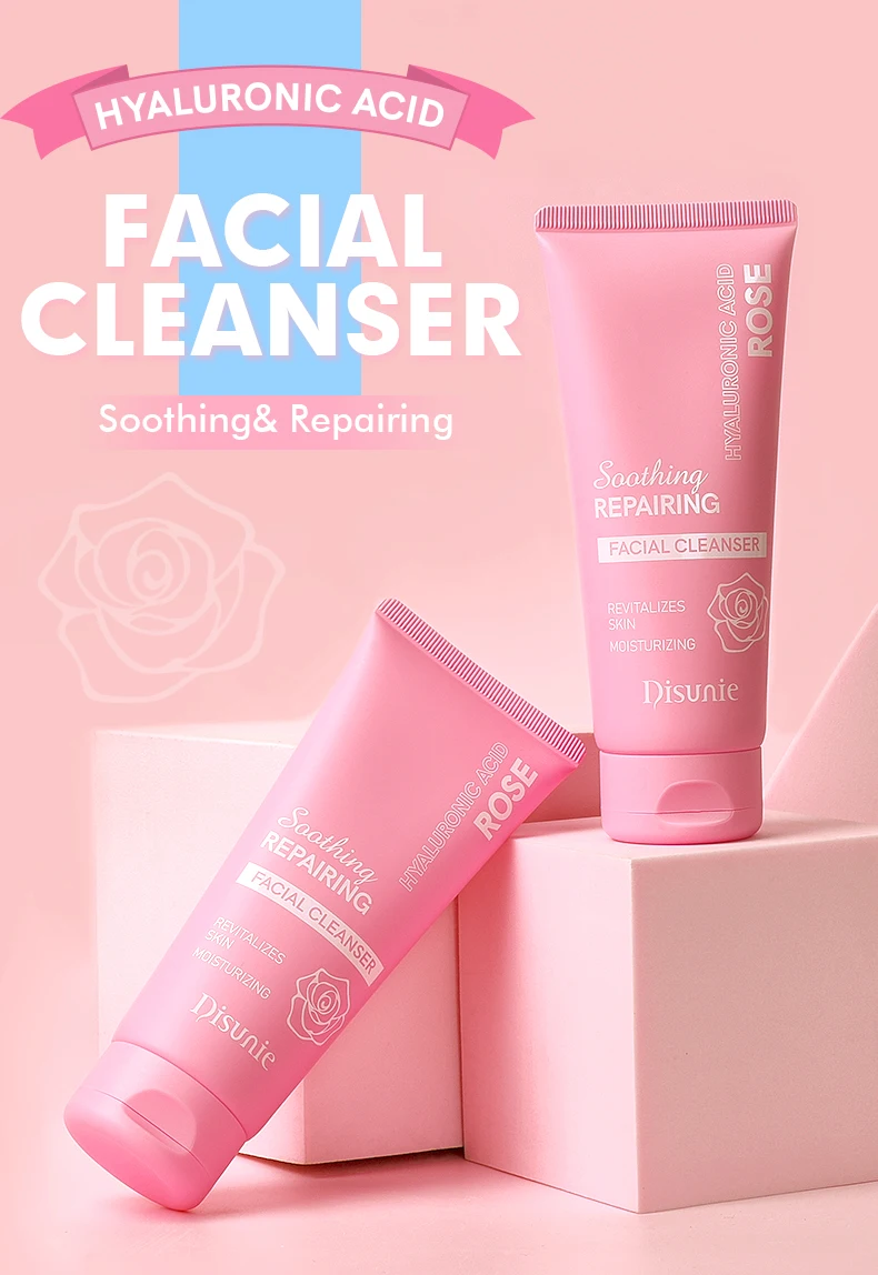 New Rose & Hyaluronic Acid Facial Cleanser Face Cleaning Skin Rejuvenation Clear Skin Products Moisturizing Face Wash
