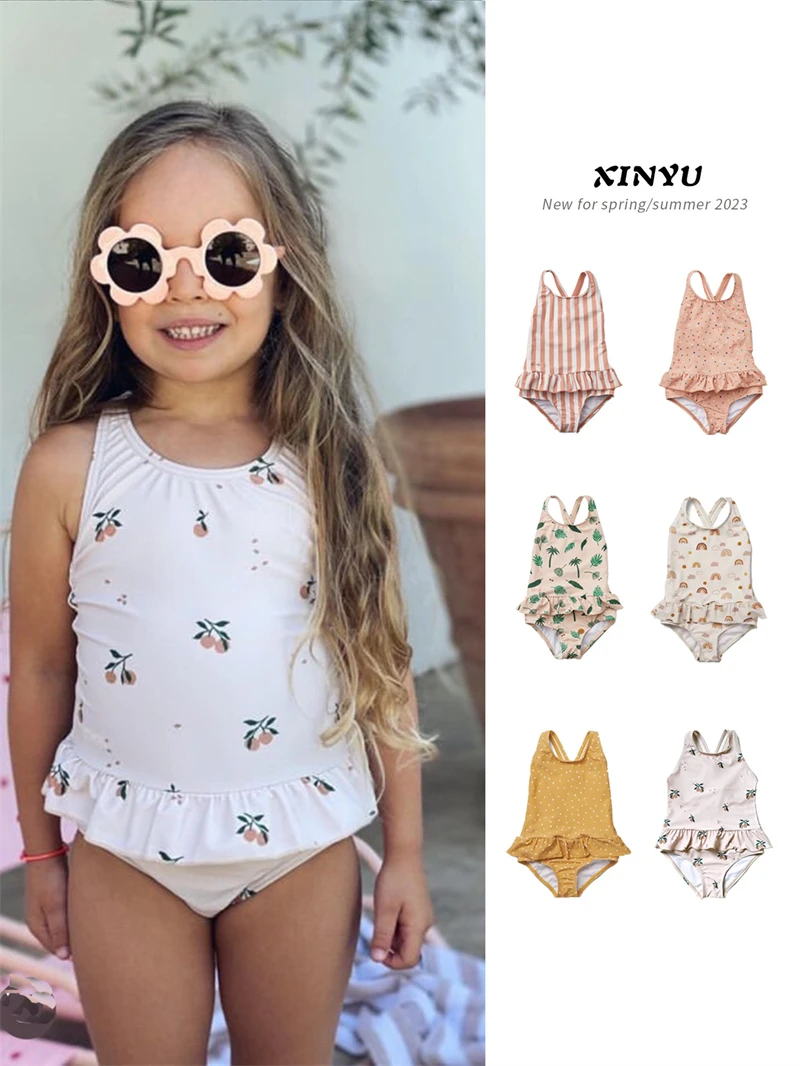 Super quality baby girls cute swimming clothes suit one pieces backless teen girls swimsuit toddler girls swim wear