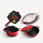 Non 4pcs Cheap New Design Non Stick Cast Iron Cookware Set/enamel Casserole Cookware Pot/sauce Pot