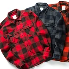 Shirt 100% Cotton Super Thick Black Red Retro Spring Autumn Winter Long-sleeved Plaid Flannel Men's Shirt