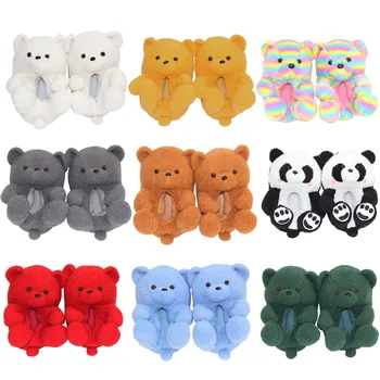 New Teddy Bear Slippers Fuzzy Teddy Wholesale Plush Adult Slipper One Size Fits All House Teddy Bear Slippers for Women Girls