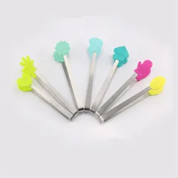 Mini 5 Inches Silicone Tips Palm Shape Tongs for Ice Muffins Pancakes Cookies Sugar