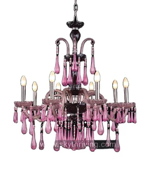 purple glass drop chandelier lamp/ murano glass chandelier lighting