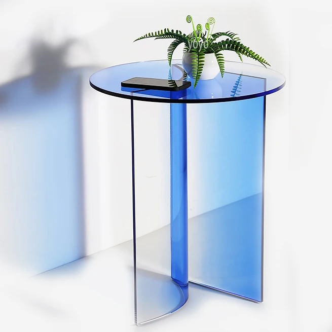 blue acrylic side table