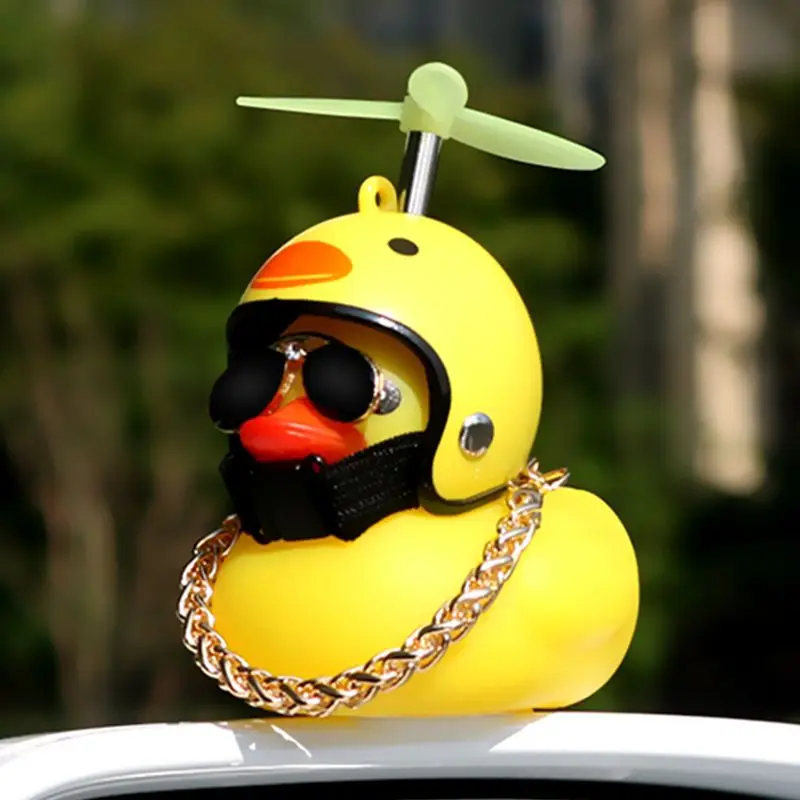 lijun Rubber Duck Toy Car Ornaments Yellow Duck Car Dashboard Decorations with Propell 