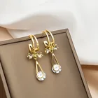 Rhinestone Earrings Best Selling Shiny Rhinestone Bow Earrings Skin Friendly Pendant Earrings For Women