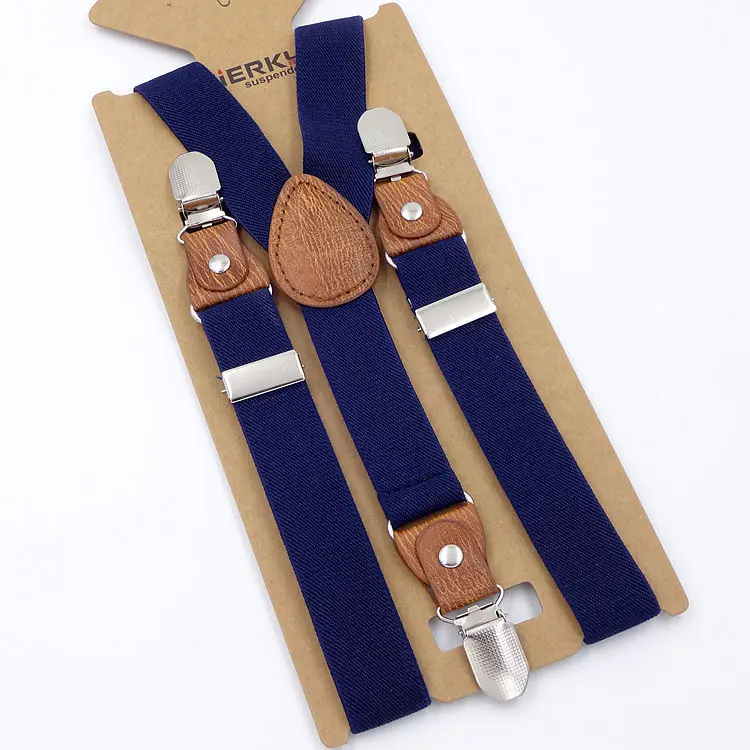 Unisex Children Suspenders 3 Clips  2.5cm wide Clip Straps Adjustable Elastic Back Braces Suspenders