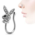 Piercing Nose Ring Hot Sale Cute Zircon Bunny Rabbit Fake Non Piercing Body Jewelry Clip On Nose Ring