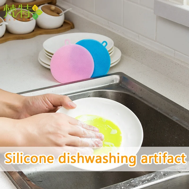 Anti bacterial Dishes Multipurpose Silicone Sponge Dish Washing Scrubber Kitchen Gadgets Brush Accessories