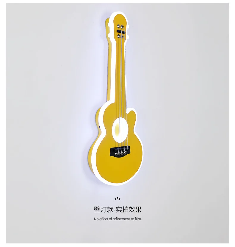 Children Guitar Ceiling Lamp Remote Control Kids Room Bar Home Party Dimmable Atmosphere RGB Led Ceiling Chandelier