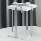 Wedding Cake Custom Disposable Wholesale Wedding Birthday White Round Tall Clear Packages In Bulk Transparent Cake Box