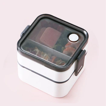 Reusable Square Food Grade Plastic Lunch Box Microwaveable Leakproof Kids School Adult Office Food Container Storage Lunch Box