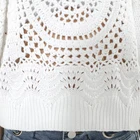 Top Crochet 2020 Sexy Transparent Hollow Top White Crochet Braided Ladies Long Sleeved Sweater