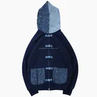 Custom Full Face Zip Hoodie 2 Tone Patchwork Men Sweatshirt Full Zip Up Hoodie