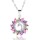 Gemstone Gold Plated Peacock Pendant Colorful Gemstone Peafowl White Gold Plated Pendant Brass Necklace
