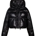 Womens Women OEM Custom Logo Print Puff Jackets Womens Bubble Winter Jackets Cropped Black Puffer Women Jackets Women