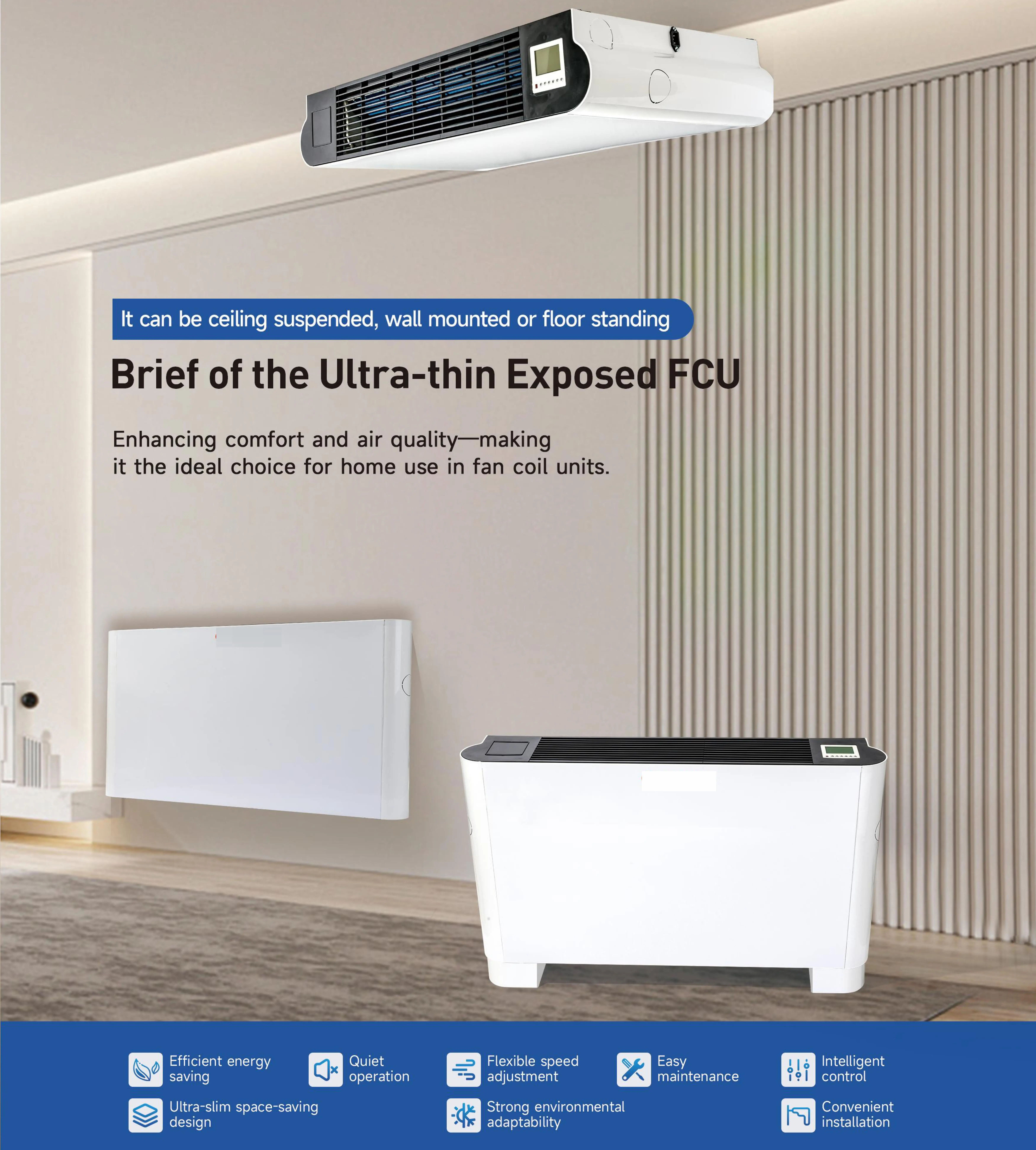 Ultra Thin Exposed Fan, CMH, 560m³/h, Ceiling, FCU - detail 4