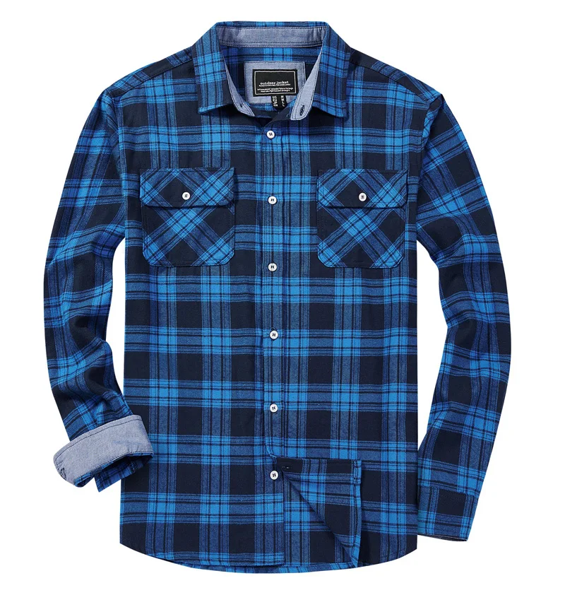 Best Men's Flannel Plaid Long Sleeve Regular Shirts Fit Casual Button Down Buffalo Plaid With Pockets Shirts Black And White
