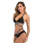 Beachwear Sexy Split Bikini Printed Words Straps High Waist Beachwear Summer Women's Swimsuits