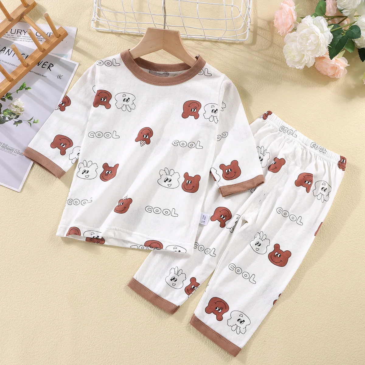 Kid Cute Clothes Casual Long Sleeve Children Baby Kids 100% Cotton Pajamas Girls Boys Sleepwear Pjs 2 Pieces Set