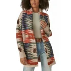 Sweater Pocket Custom Winter Cardigan Knit Long Sweater Aztec Button Pocket Jacquard Women Aztec Sweater Cardigan