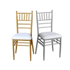 Hotel Luxury White And Gold Stainless Steel Metal Lobby Hall Banquet Hotel Chair For Wedding Reception With Cushion