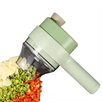 Electric Vegetable Cutter Multifunctional Kitchen Garlic Crusher 4 In1 Onion Chili Meat Masher Kitchen Tool