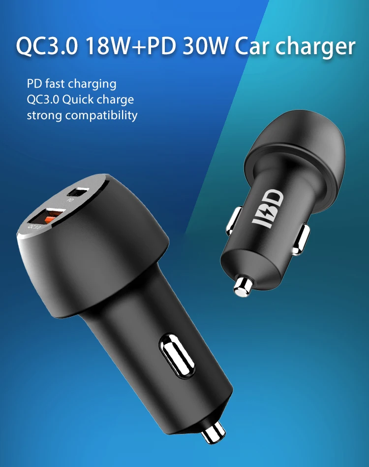 Ibd Custom Pd W Qc W Adapter Dual Usb Mini Car Charger Fast Charging