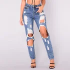 Plus Size Custom Distressing Boyfriend Women'S Jeans Pant Plus Size Ripped Destroyed Fray Denim Mon Jeans For Women