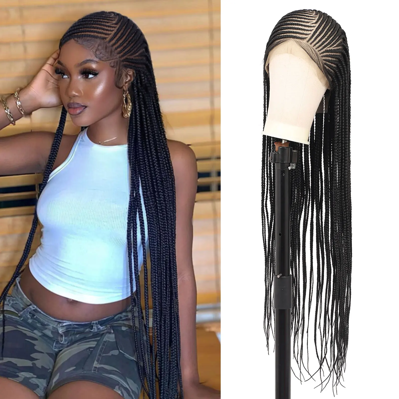 X Hd Lace Front Box Braided Wigs For Women Lemonade Cornrow Braids