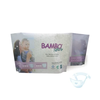 Biodegradable disposable customized plastic stand up baby diaper nappy packaging bag