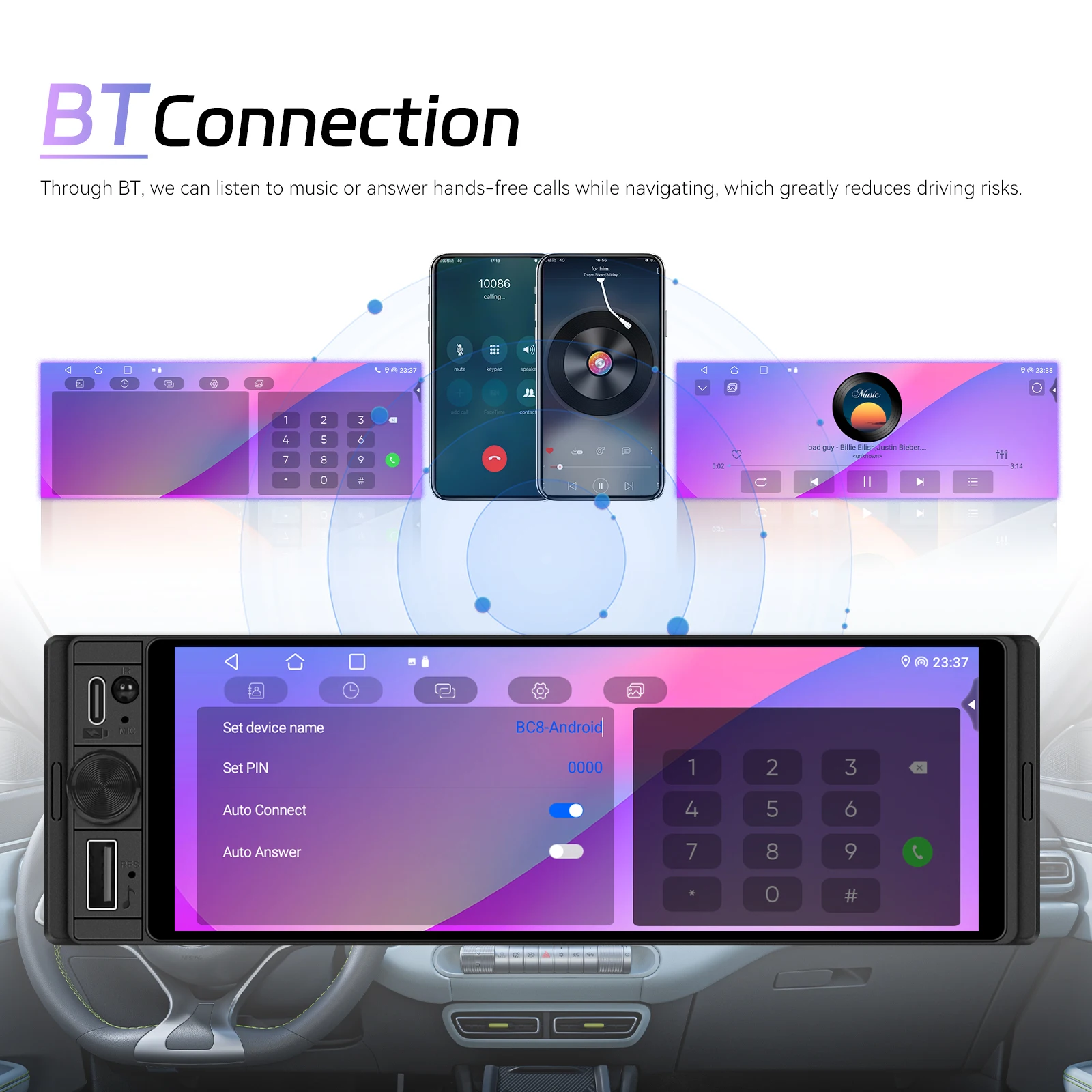 android auto gps wifi dsp bt incell screen stereo a4503-5