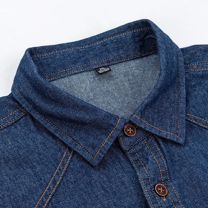 Denim Shirts Men Casual Light Wash Long Sleeve Denim Jeans Shirt factory