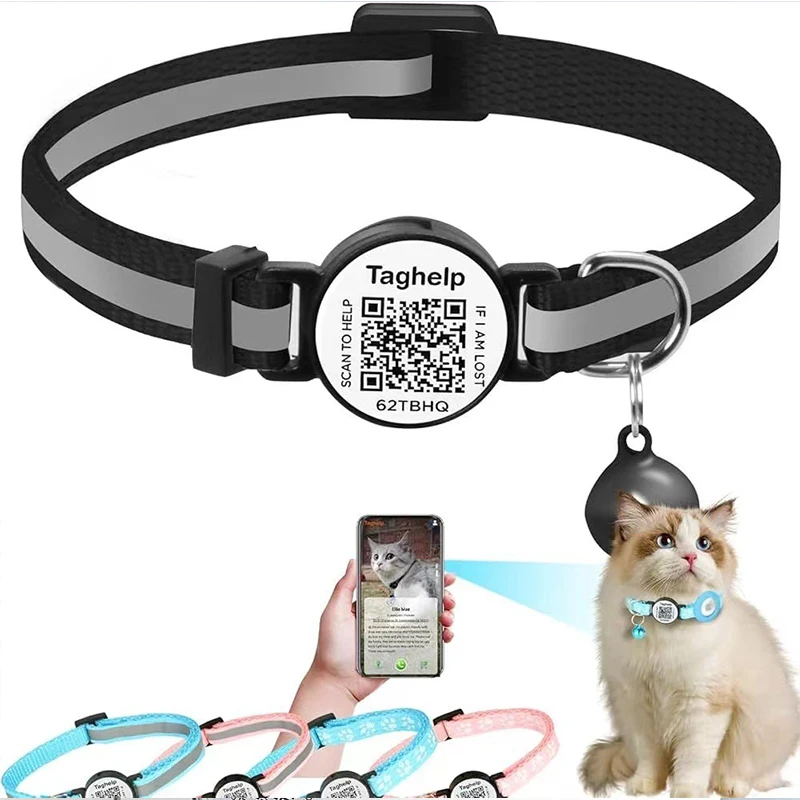 Hot Selling Silicone Reflective Dog Collar with QR Code & Paw ID Tags Durable Print Anti-Loss Tracking for Dogs