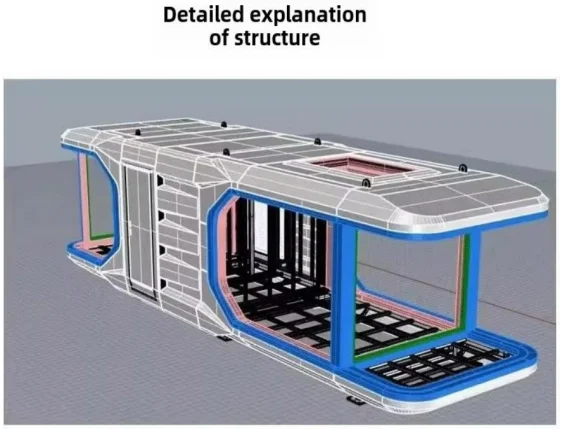 product steel extendable breathable modern capsule container house prefabricated commercial space airship pod-4