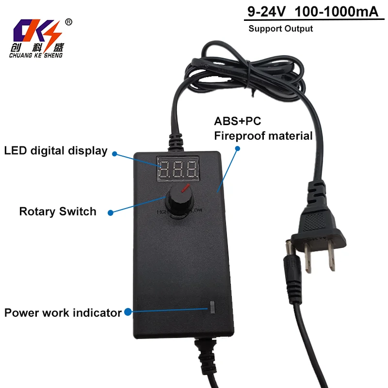 product factory wholesale ac 100 240v to dc 9v 24v 100 1000ma adjustable power supply with display screen for led light strip lamp-1