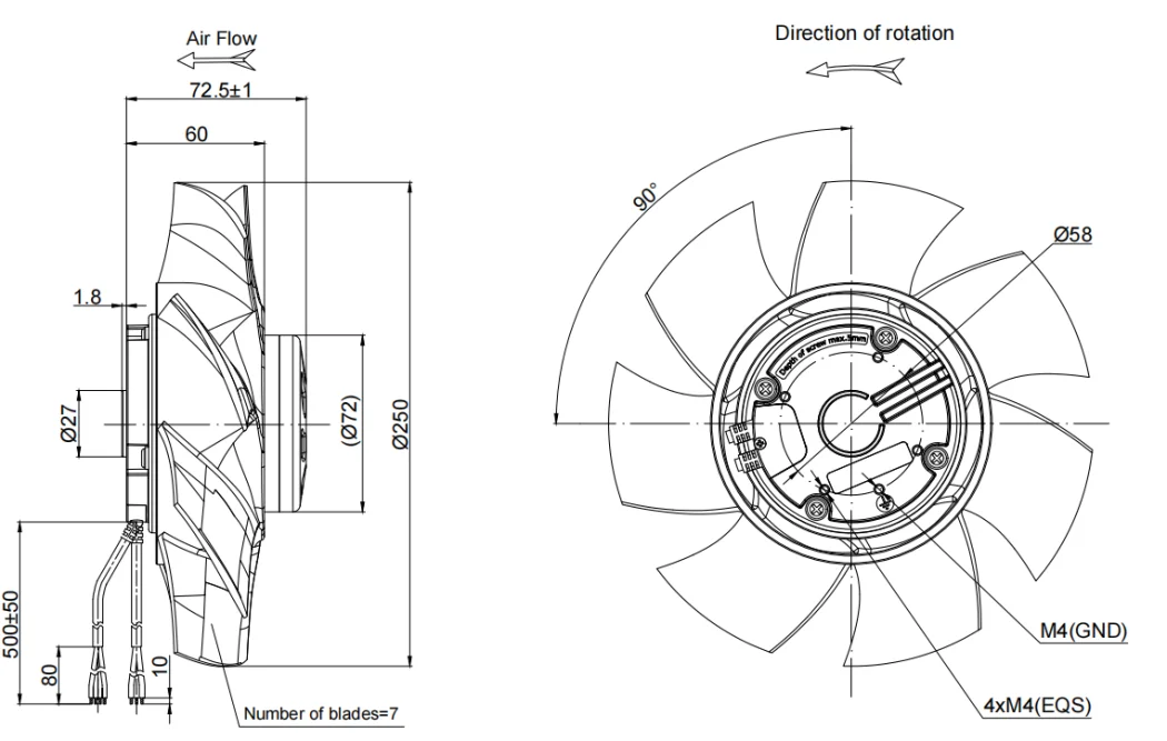 Ip55 Motor, 250mm, 230V/115V, Axial, FFU - detail 4
