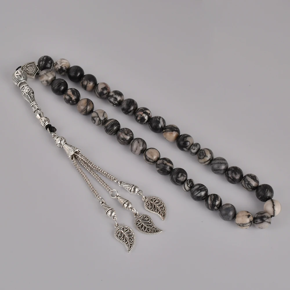 YS324 Wholesale high quality handmade Black Network Stone muslim rosary beads for muslim prayer 33 beads tasbih