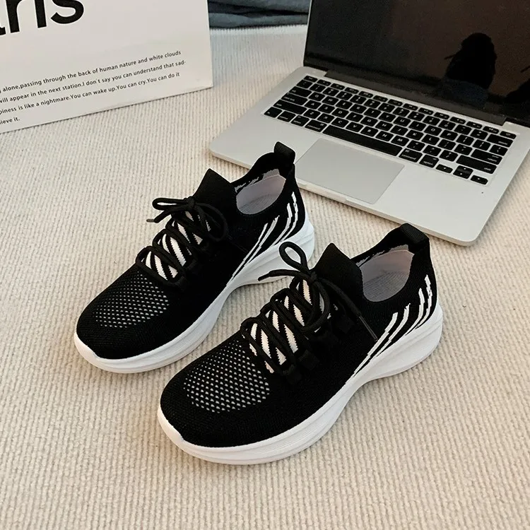 2024 Custom laced outdoor shoes breathable low top running shoes thick bottom heightened sneakers