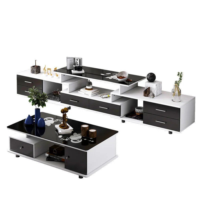 modern nordic style luxury length adjustable tv stands cabinet coffee table combination living room furniture