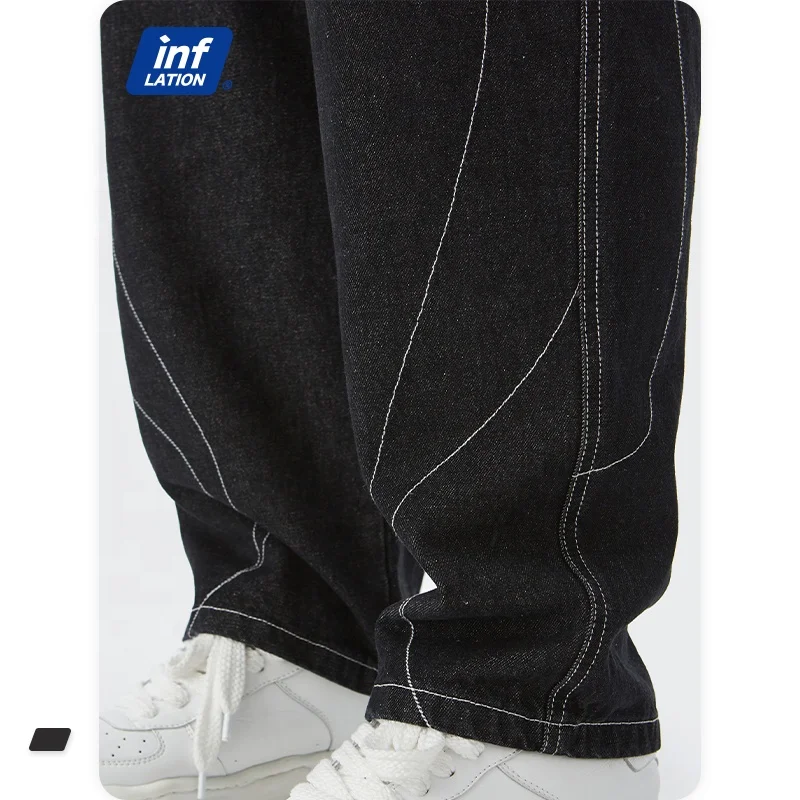 Ready To Ship Straight Loose Jeans Washed Wholesale Trendy Casual Men's trousers