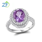 Oval Shape Silver Ring Fashion Natural Amethyst Oval Shape Jewelry 925 Sterling Silver Custom Couple Ring