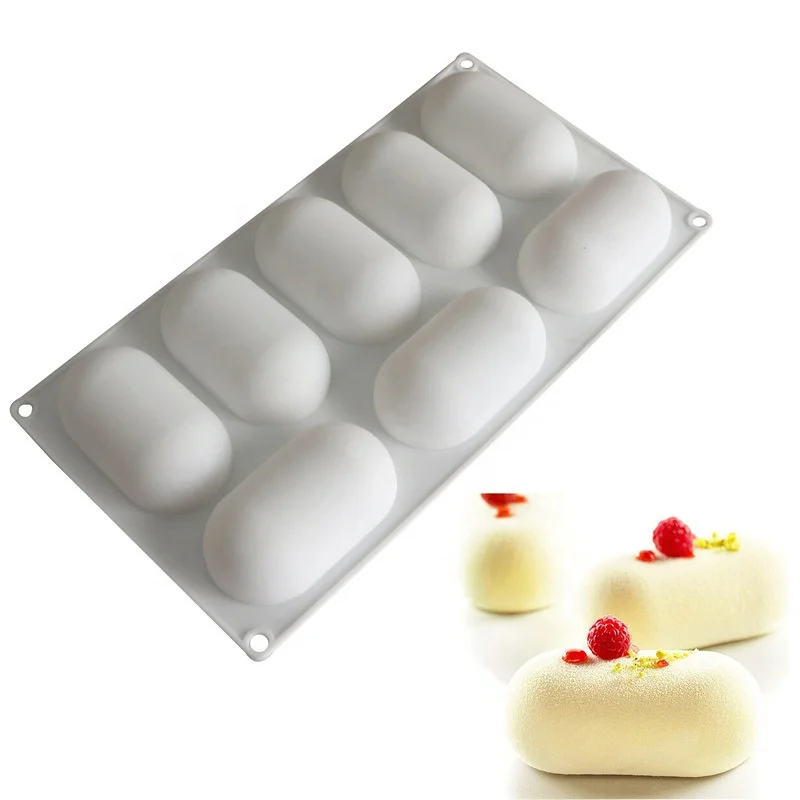 8 cavities oval French dessert  silicone mousse mold 3D capsule household chocolate cake mold baking soap mould decorating tools
