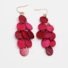Earring Earring Hot Sale Fashionable Diamond Shape Fuchsia Shell Disc Earring